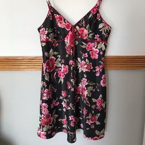 Vintage Black, Pink, and Red Floral Nightgown